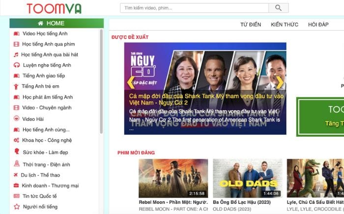 Website học tiếng Anh Toomva