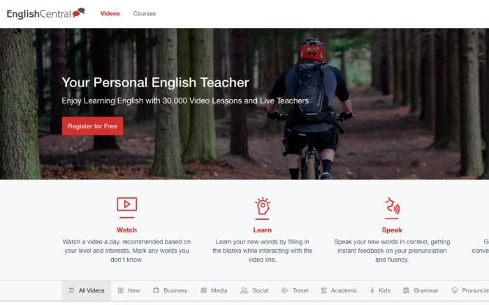 Website học từ vựng tiếng Anh English Central