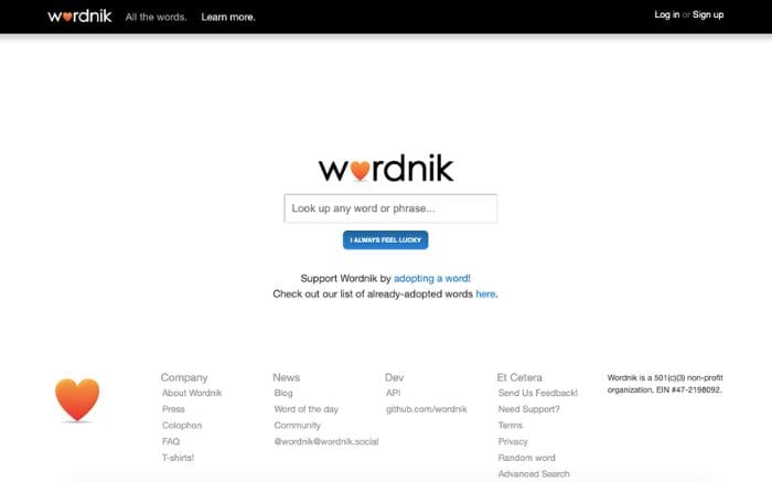 Website học từ vựng tiếng Anh Wordnik