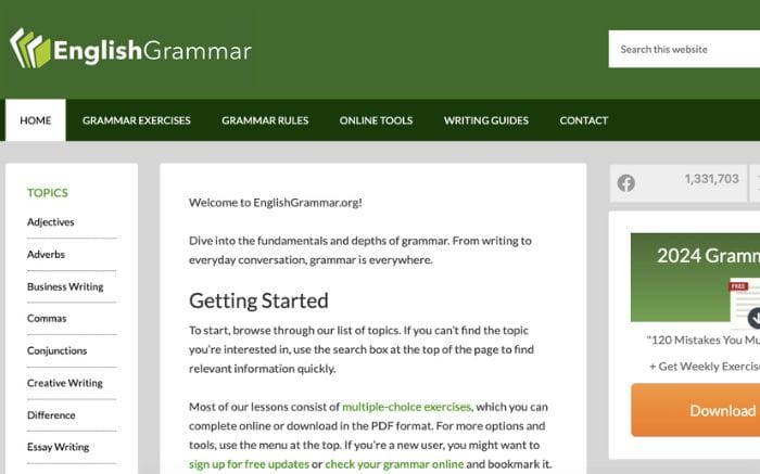 Website học ngữ pháp tiếng Anh English Grammar