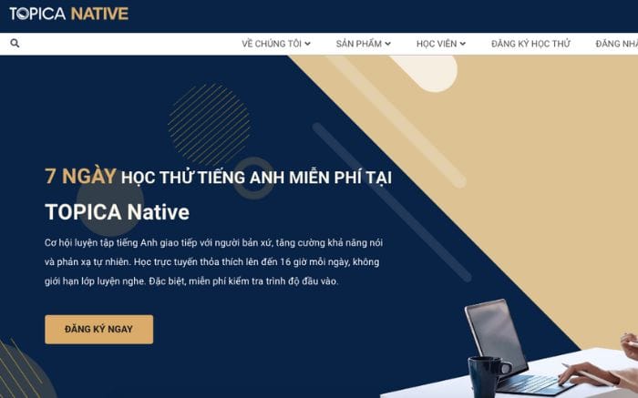Website học ngữ pháp tiếng Anh TOPICA Native
