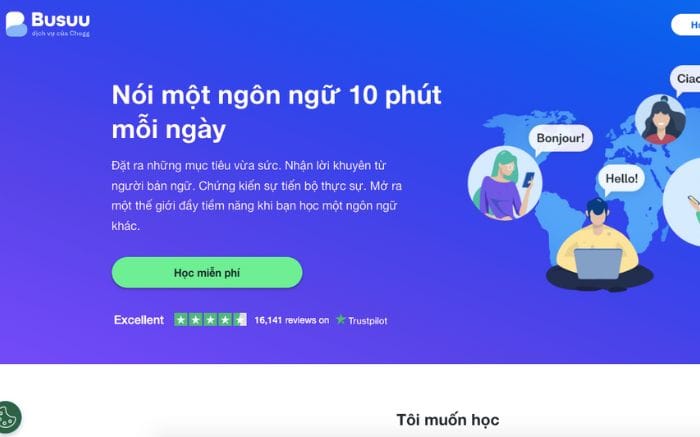 Website học tiếng Anh giao tiếp Busuu