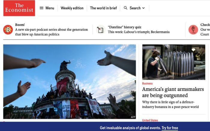 Website đọc báo tiếng Anh The Economist