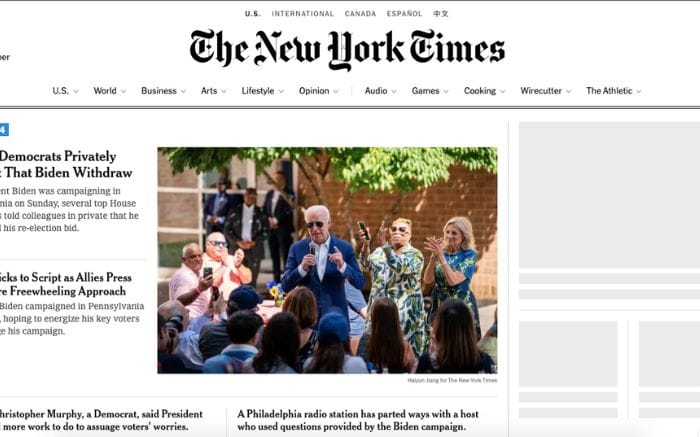 Website đọc báo tiếng Anh The New York Times
