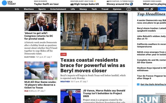 Website đọc báo tiếng Anh USA TODAY